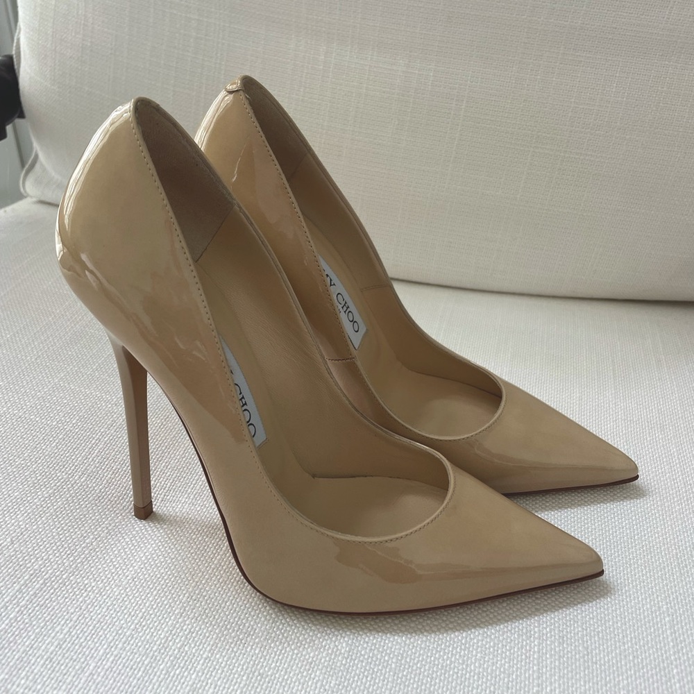Jimmy Choo 120 Anouk Heels Nude Patent - 35.5